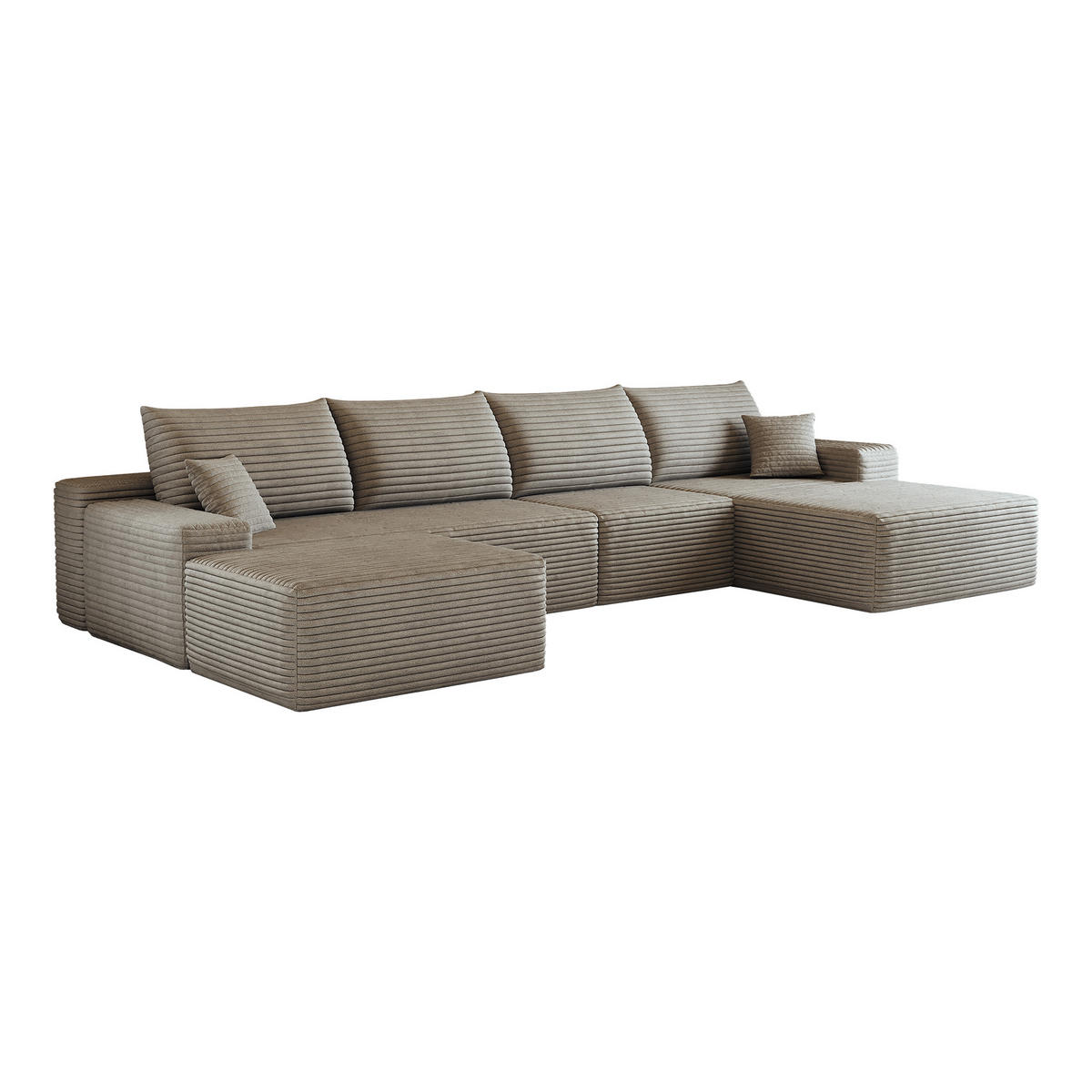 WOHNLANDSCHAFT DE-34857 U-Form 3-Sitzer Chaiselongue rechts Camel - Sandfarben, Textil (175/83/270cm) - ComfortXL