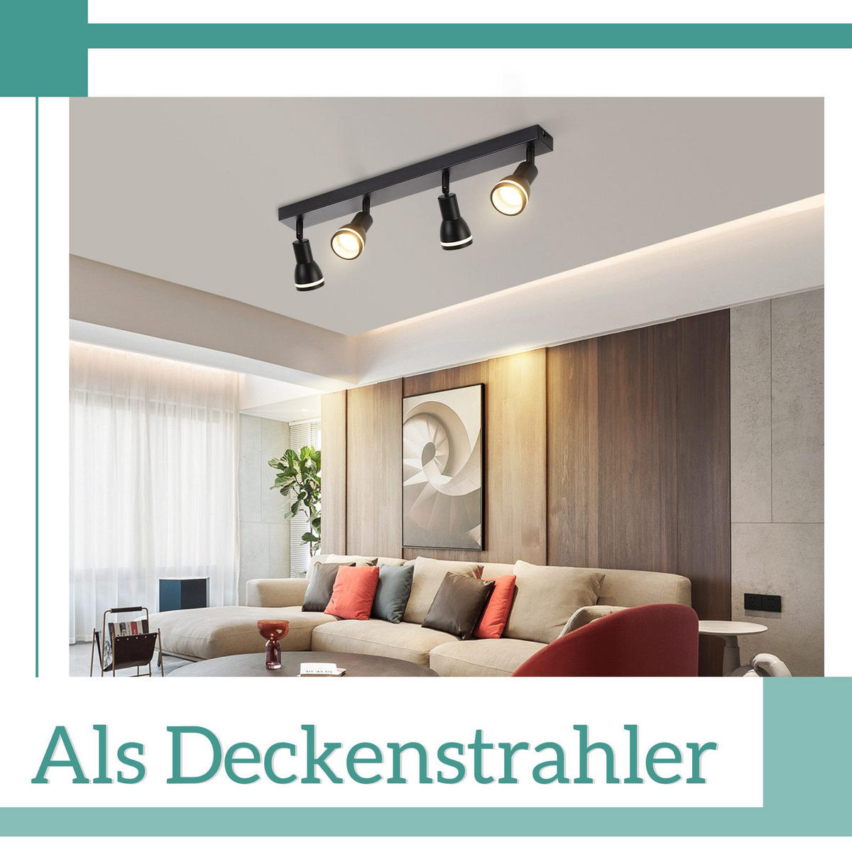 STRAHLER Kissingen 4-flammig 55/5/15.7 cm - Schwarz, Metall (55/5/15.7cm) - Nettlife