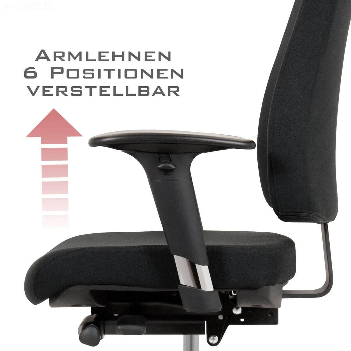 BÜROSTUHL Basic Stoff Schwarz - ergonomisch, 150 kg belastbar, Sitzhöhe 52-64 cm - Schwarz, Kunststoff/Textil (65/103/68cm) - Versee