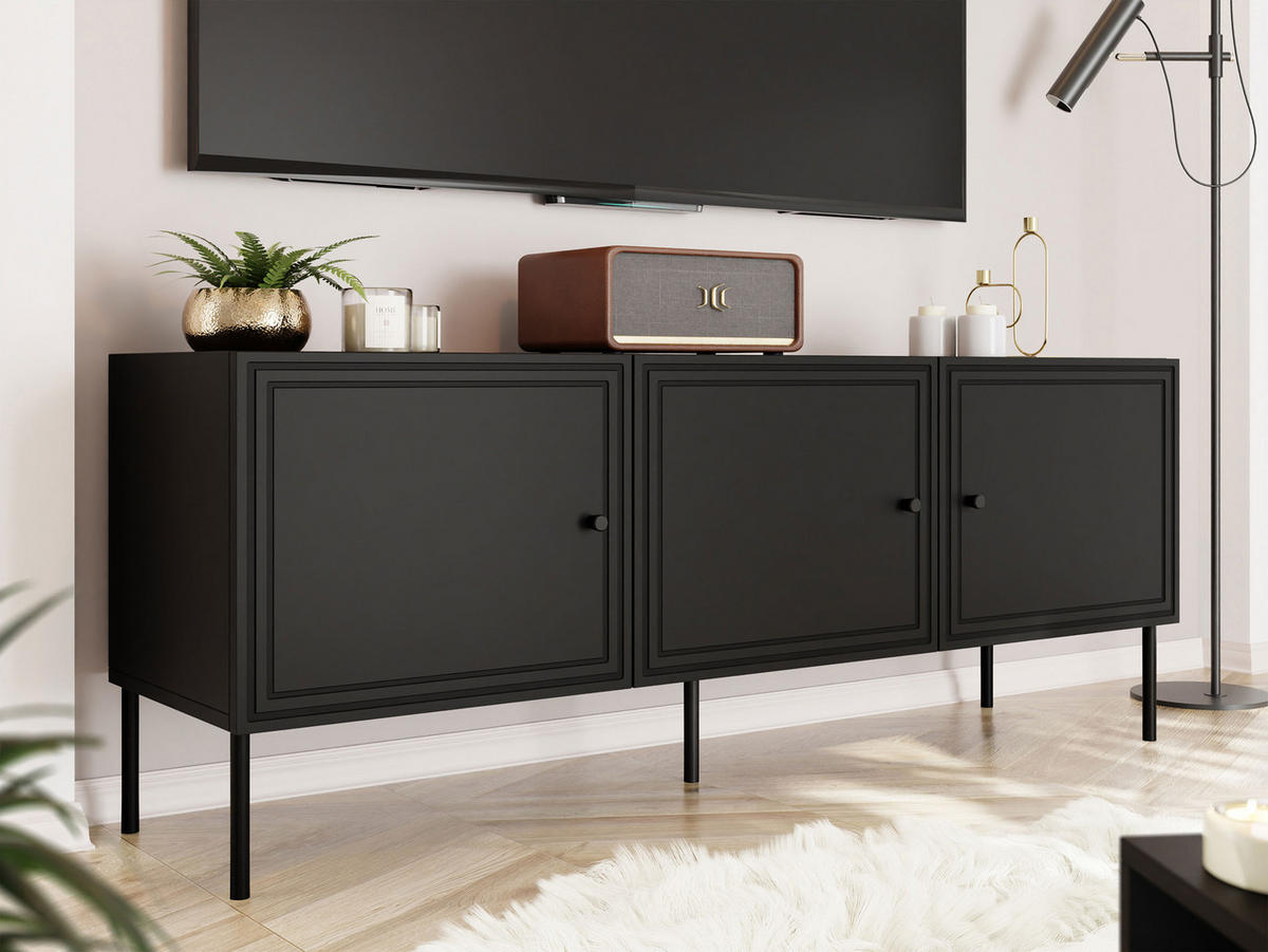 TV-LOWBOARD Palazzo Bis 150 3D - Schwarz, Holzwerkstoff/Kunststoff (151/40/60cm) - MIRJAN24