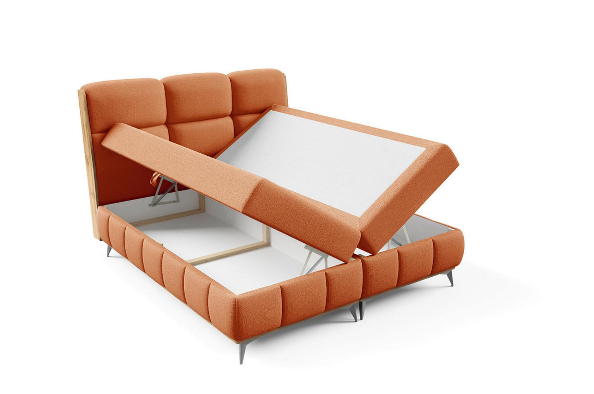 BOXBETT mit Stauraum und Topper 140x200 cm in Orange - Orange, Metall (140/200cm) - Home Collective