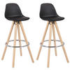 BARHOCKER 2er Set Kunstleder, Holzgestell, Schwarz - Eichefarben/Schwarz, Holz/Kunststoff (38.5/96.5/38.5cm) - Woltu