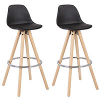 BARHOCKER 2er Set Kunstleder, Holzgestell, Schwarz - Eichefarben/Schwarz, Holz/Kunststoff (38.5/96.5/38.5cm) - Woltu