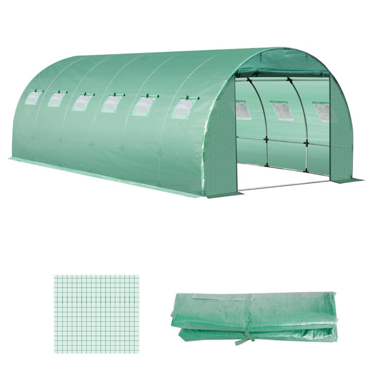 GEWÄCHSHAUSFOLIE 6x3x2 m UV Schutz grün - Grün, Kunststoff (600/200/300cm) - Fortuna Lai