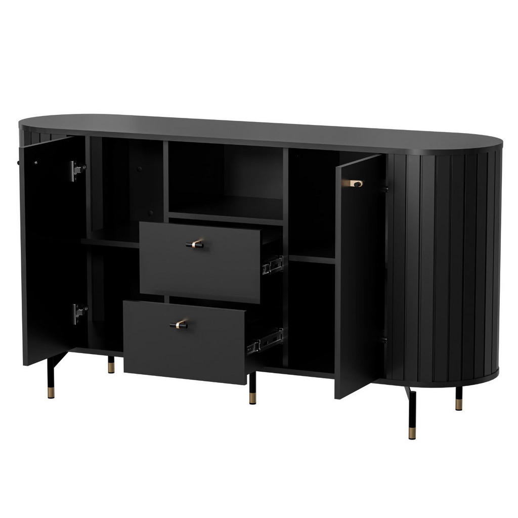 Thumbnail - Feldmann-Wohnen Sideboard, Schwarz, Holz, 2 Fächer, 2 Schubladen, 150x81x40 cm, Wohnzimmer, Kommoden & Sideboards, Sideb...