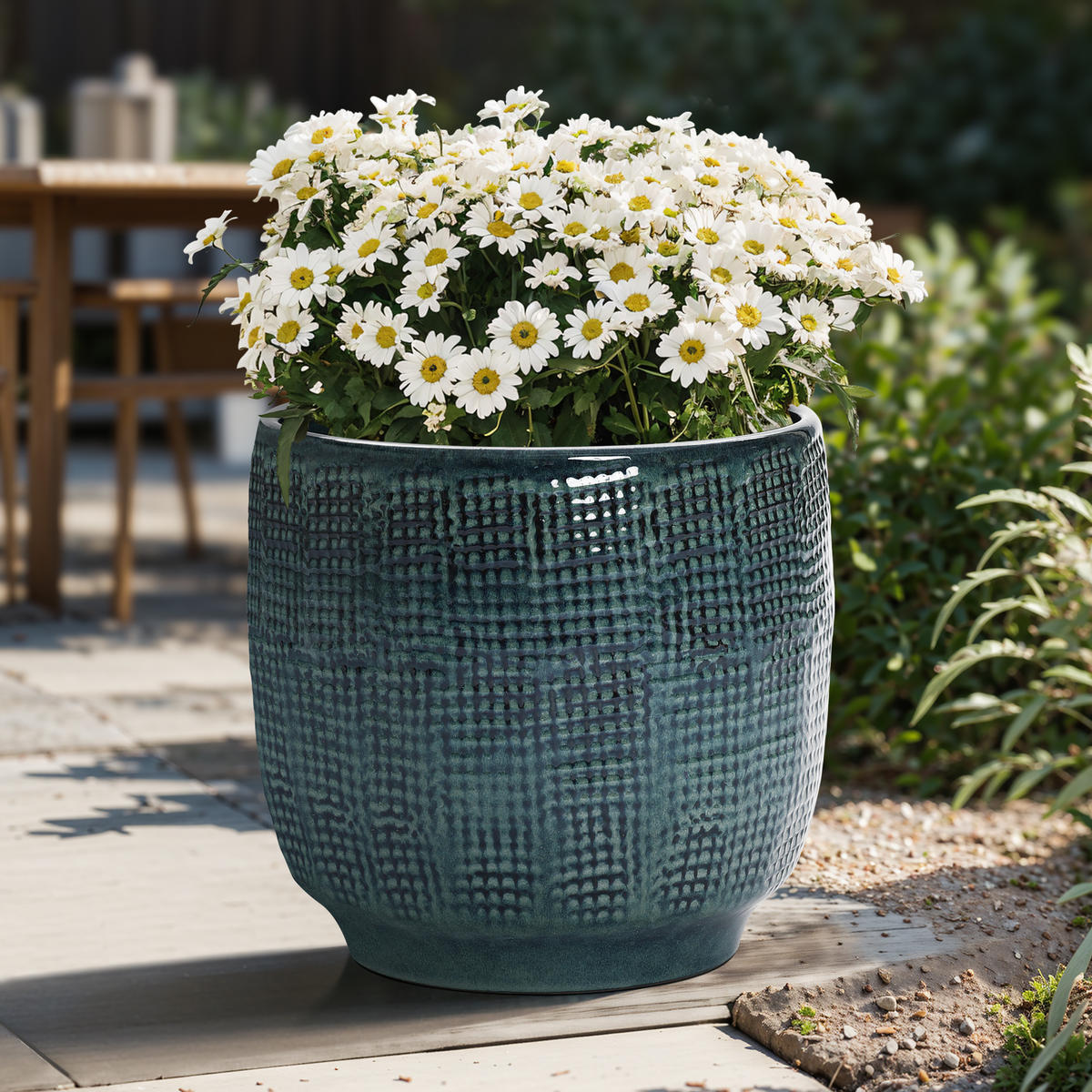 ÜBERTOPF Keramik Graugrün 30x28cm - Dunkelgrün, Keramik (29cm) - Hometopia