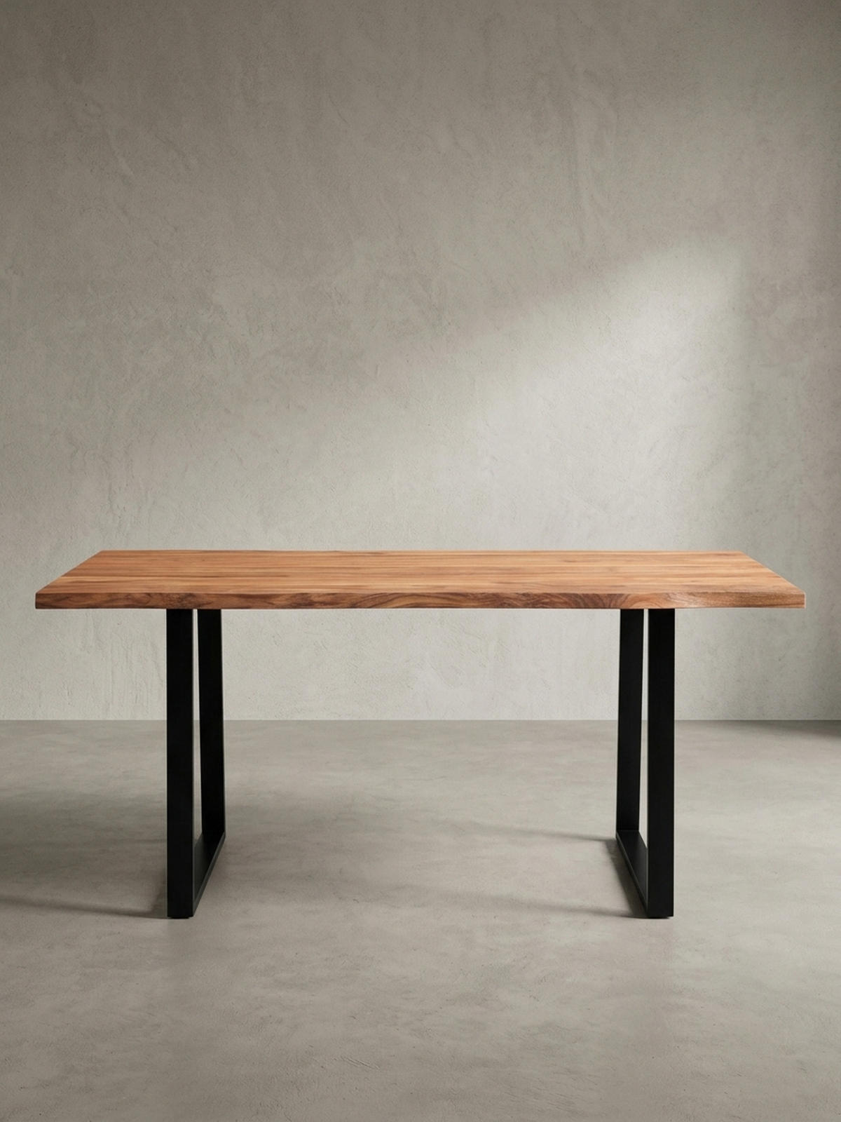 ESSTISCH Massivholz Baumkante Schwarz Metall Handgefertigt TARN, Goldbraun-Schwarz 120x60x76 cm - Schwarz/Braun, Holz (60/120/76cm) - KADIMA DESIGN
