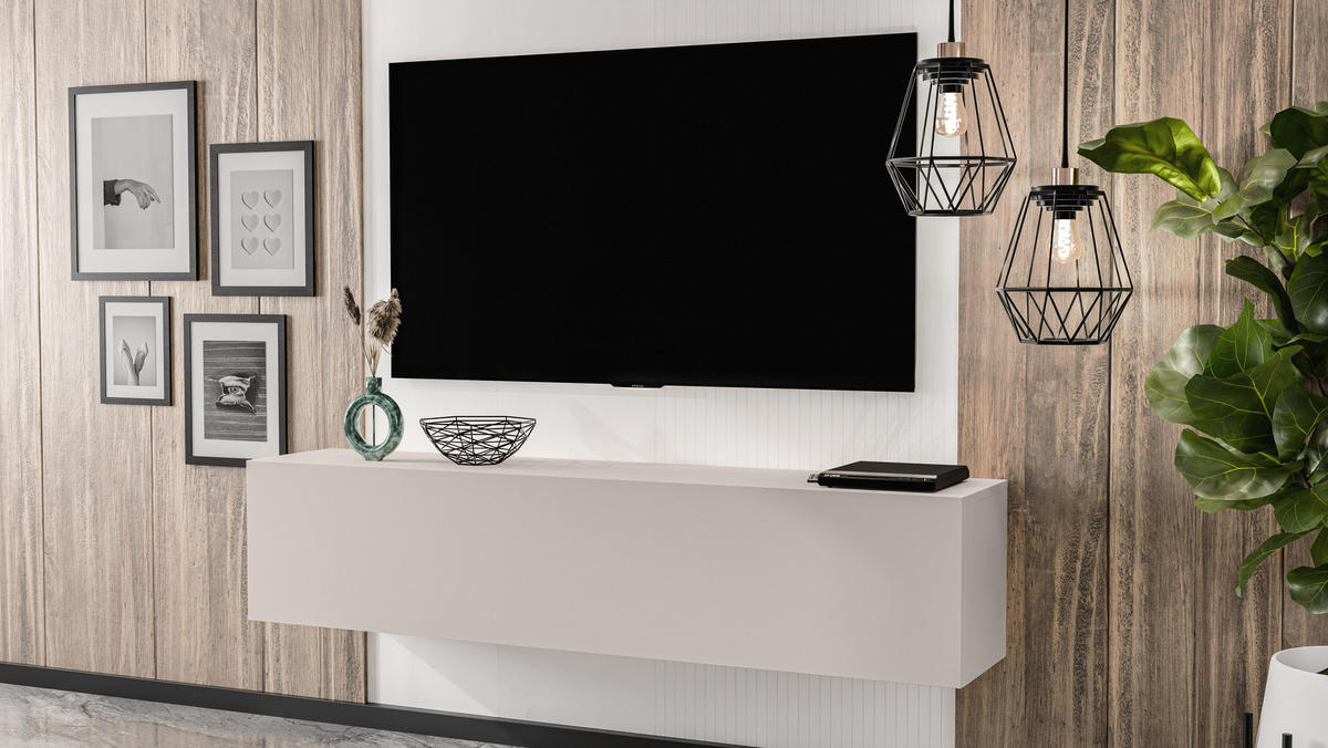 LOWBOARD ZIVOLLI 160 Beige 160/34/40 cm – TV-Schrank für Wandmontage - Beige, Holzwerkstoff/Kunststoff (160/34/40cm) - AX Living