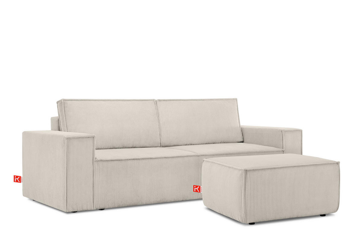 SITZPOUF NAPI gefederte Sitzfläche, creme - Creme/Schwarz, Textil (83/45/83cm) - KONSIMO®