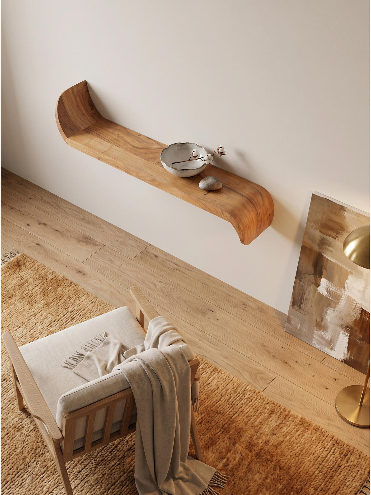 WANDREGAL ARBOGA, Mango Massivholz, handgefertigt, 80 x 20 x 36 cm - Braun, Holz (80/36/20cm) - KADIMA DESIGN