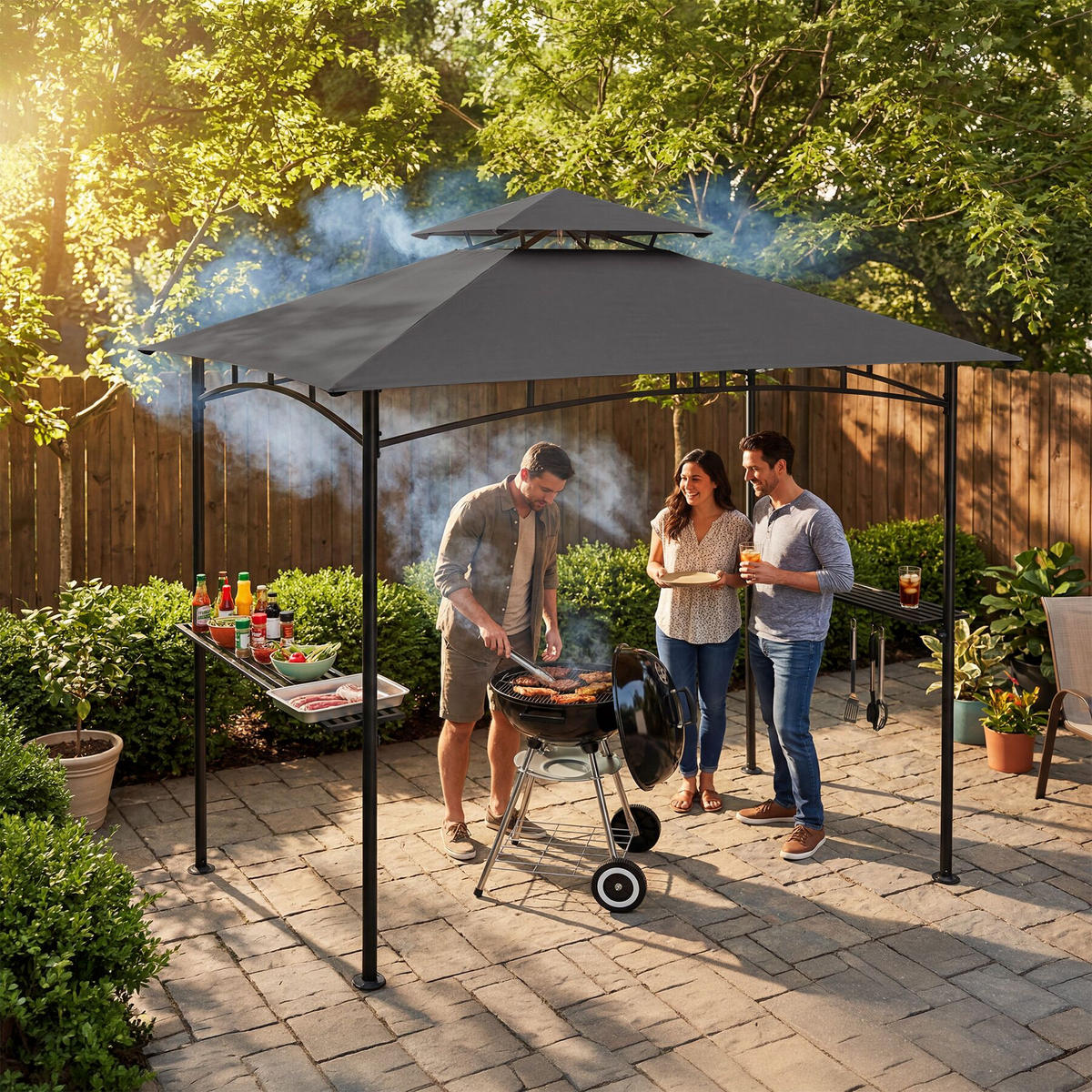 GRILLPAVILLON Maracaibo, 240 x 150 x 250 cm, anthrazit - Anthrazit, Kunststoff (150/250/240cm) - tectake