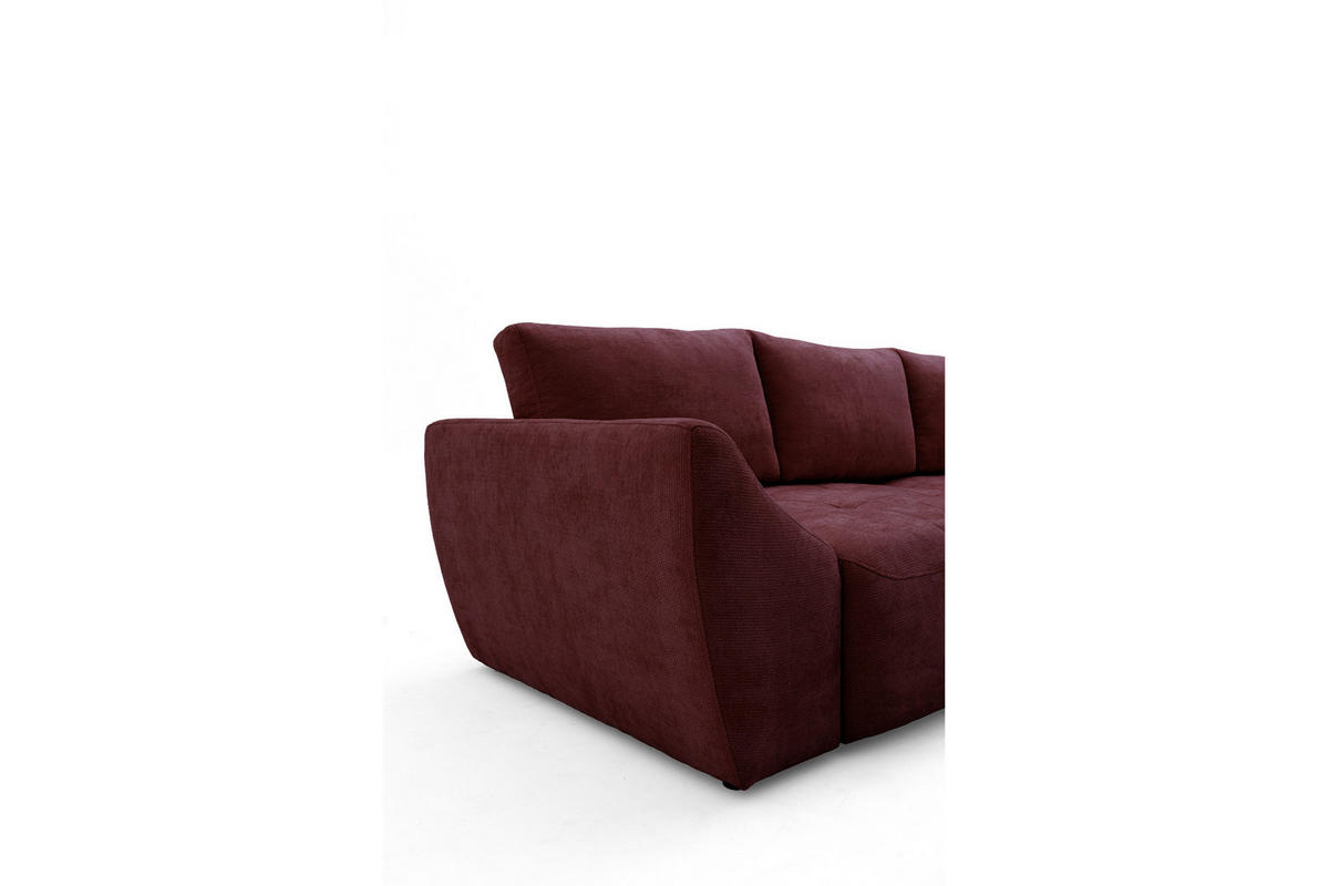 ECKSOFA NICE L Rechts mit Schlaffunktion 137x204 Chenille Rotwein - Schwarz/Dunkelrot, Holz/Textil (165/260cm) - Muffo