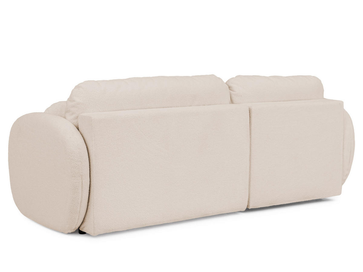 ECKSOFA Candy mit Schlaffunktion Hellbeige Bouclé-Stoff - Ottomane links - Beige/Schwarz, Holz/Kunststoff (230/146cm) - S-Style Möbel