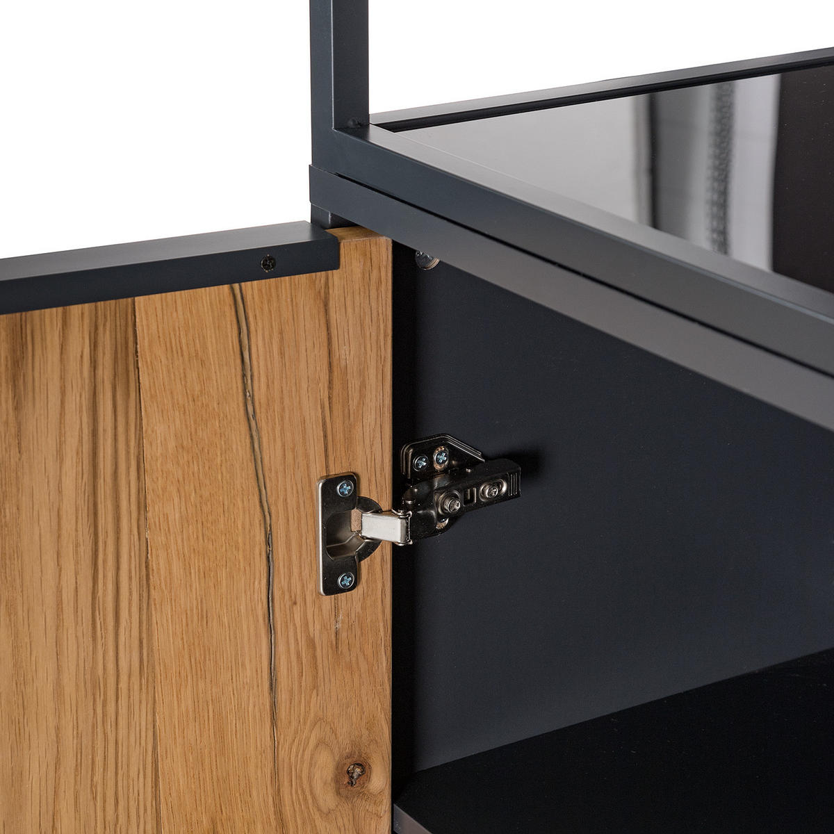 SCHRANK - Eiche / Anthrazit - Echtholzfurnier - Eichefarben/Anthrazit, Holzwerkstoff/Metall (50/165/40cm) - home24