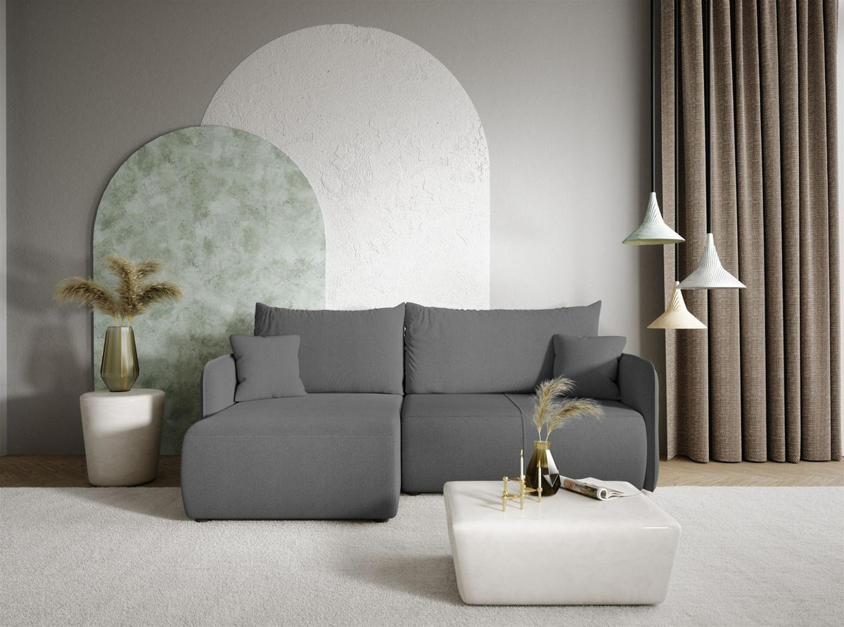 ECKSOFA Calgary - Dunkelgrau, Holzwerkstoff/Textil (207/148cm) - Fun Möbel
