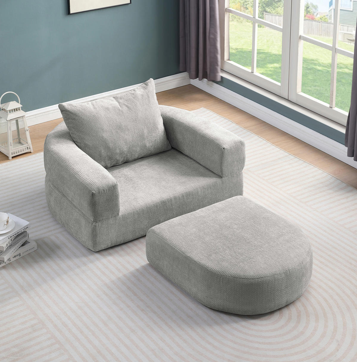 SOFA modular Chenille Light Grey - Hellgrau, Holzwerkstoff (90/41/101cm) - Meubliv