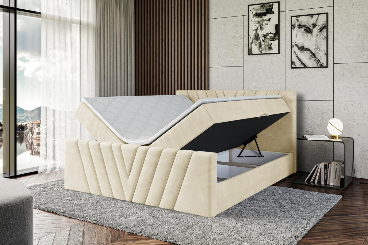 BOXBETT ERNINA-Z - 160x200 cm - H3 - Beige - Beige, Holzwerkstoff (160/200cm) - ALTDECOR