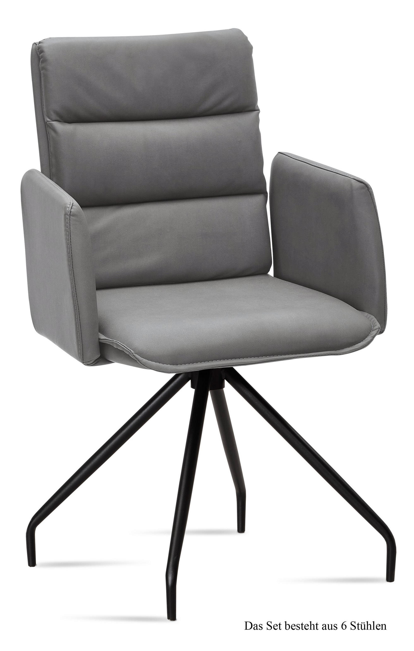 ARMLEHNSTUHL (6er-Set) Dianne 52x92x60 Schwarz/Grau - Schwarz/Grau, Kunststoff (60/92/52cm) - 58aufmkessel