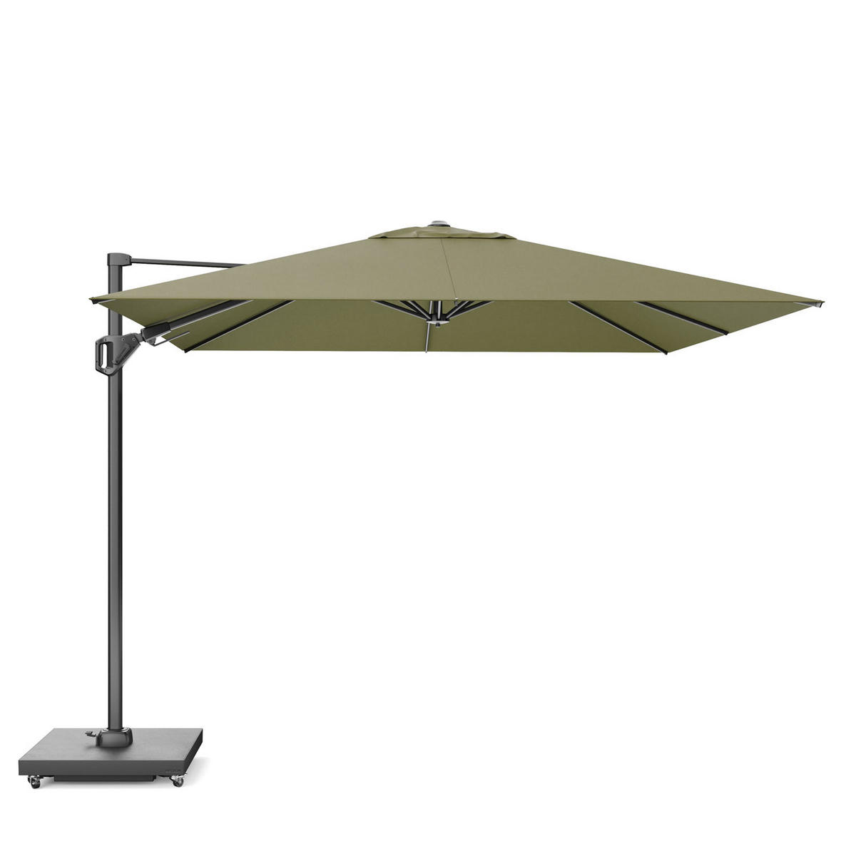 AMPELSCHIRM quadratisch 3 x 3 m Challenger T² Premium 360° kippbar dunkelgrün/anthrazit - Dunkelgrün, Metall (300/300cm) - Platinum