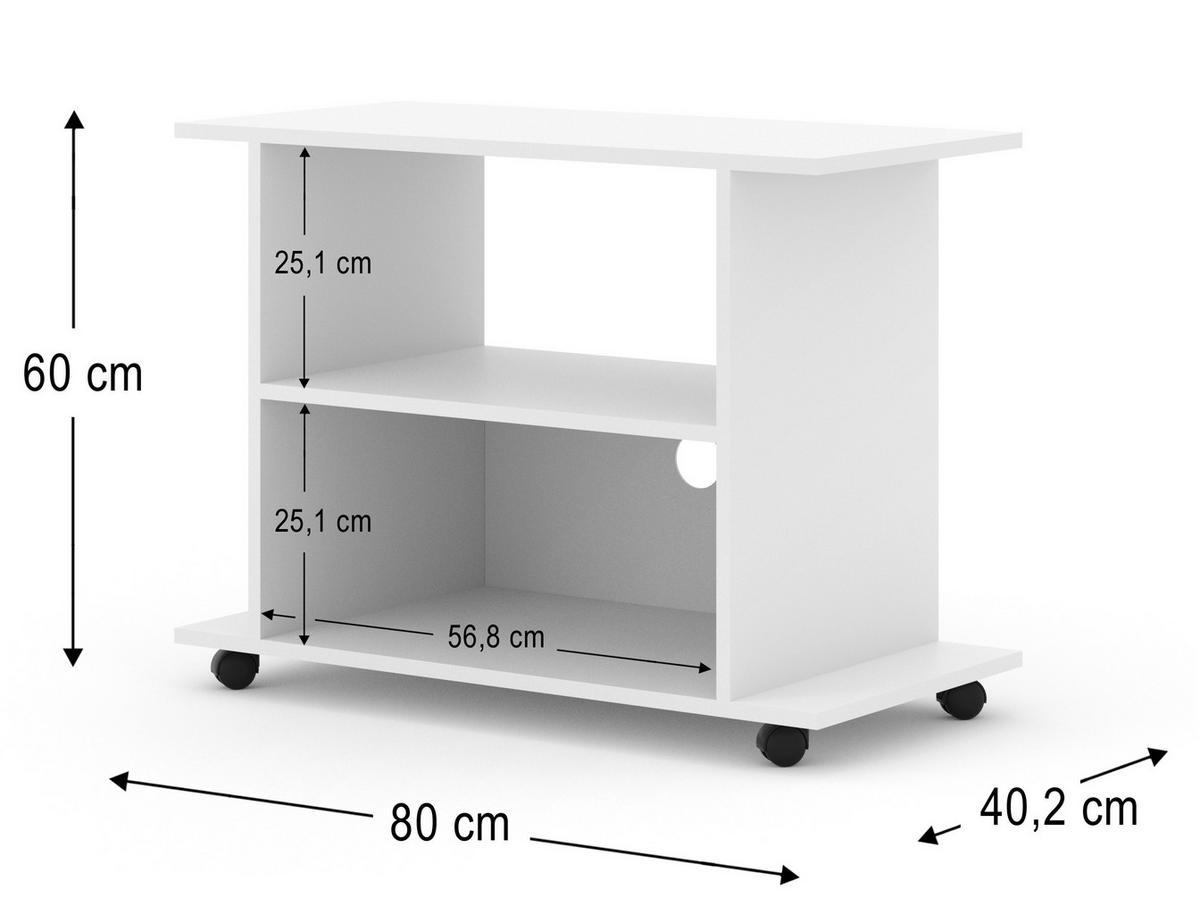 TV LOWBOARD Weiß 80/60/40 - Weiß, Holzwerkstoff (80/60/40cm) - RAUMHIRSCH FURNITURE