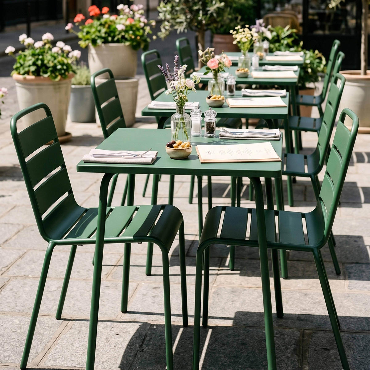 GARTENTISCH, Waldgrün - Dunkelgrün, Metall (70/70/72cm) - Oviala