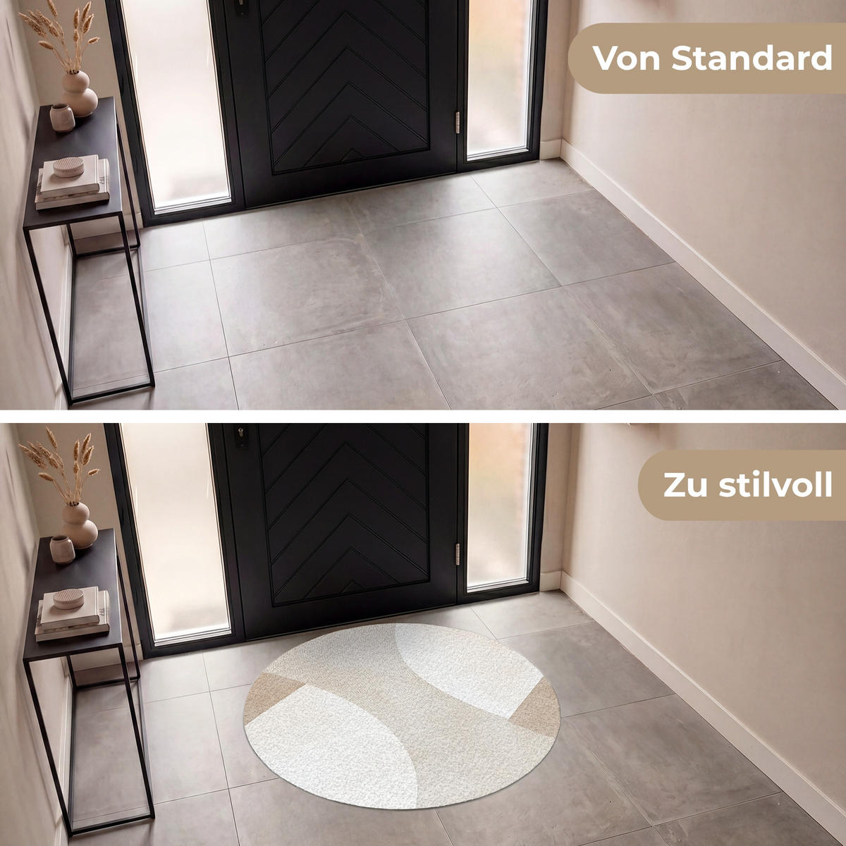 FUSSMATTE Braun - Japandi - Abstrakt Schmutzfangmatte 120x120 cm - Beige, Kunststoff (120/120cm) - MuchoWow