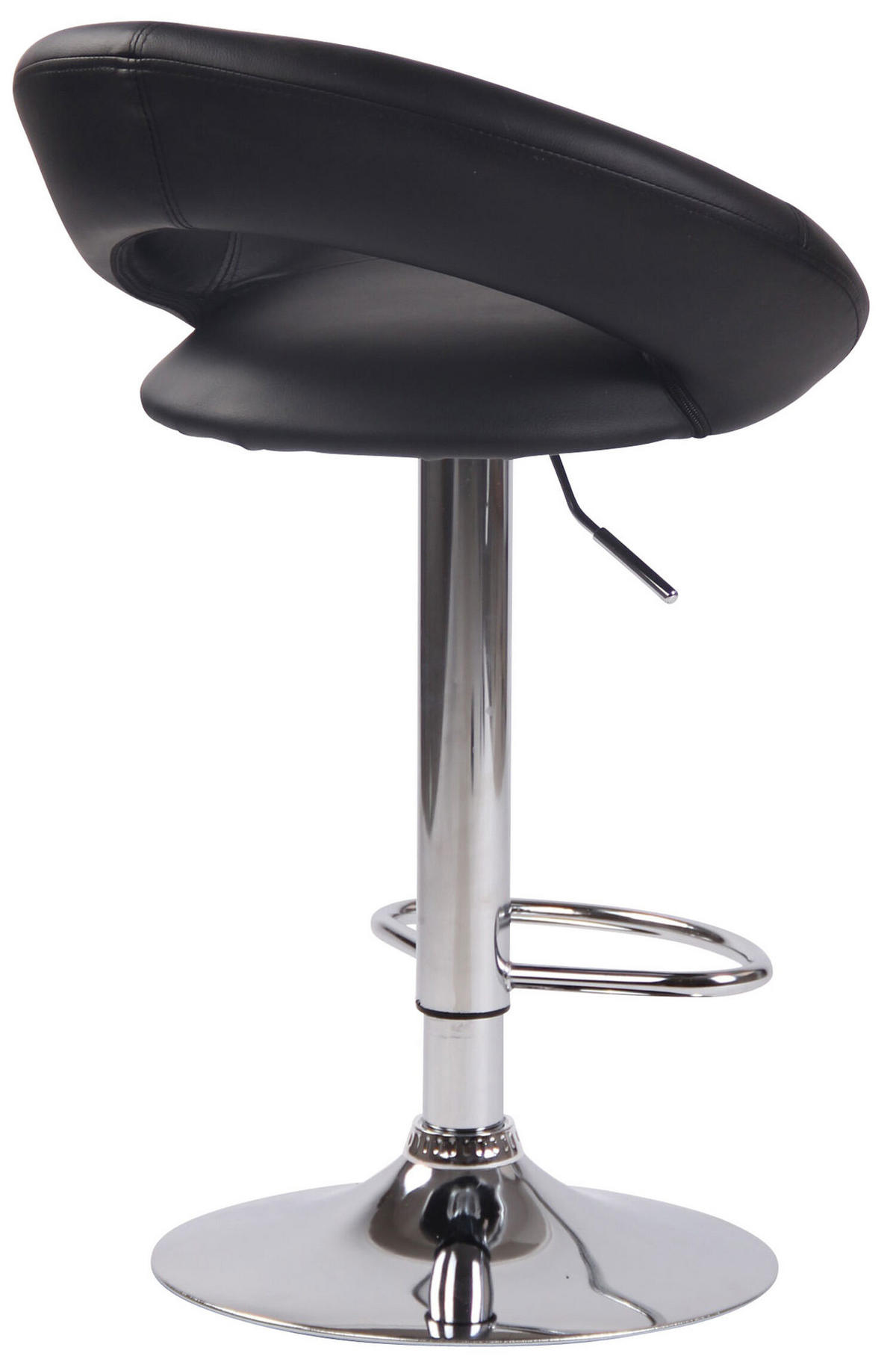 BARHOCKER Olin, Gestell Metall in Chromoptik, Kunstleder Schwarz - Chromfarben/Schwarz, Kunststoff/Textil (53/100/47cm) - TPFLiving