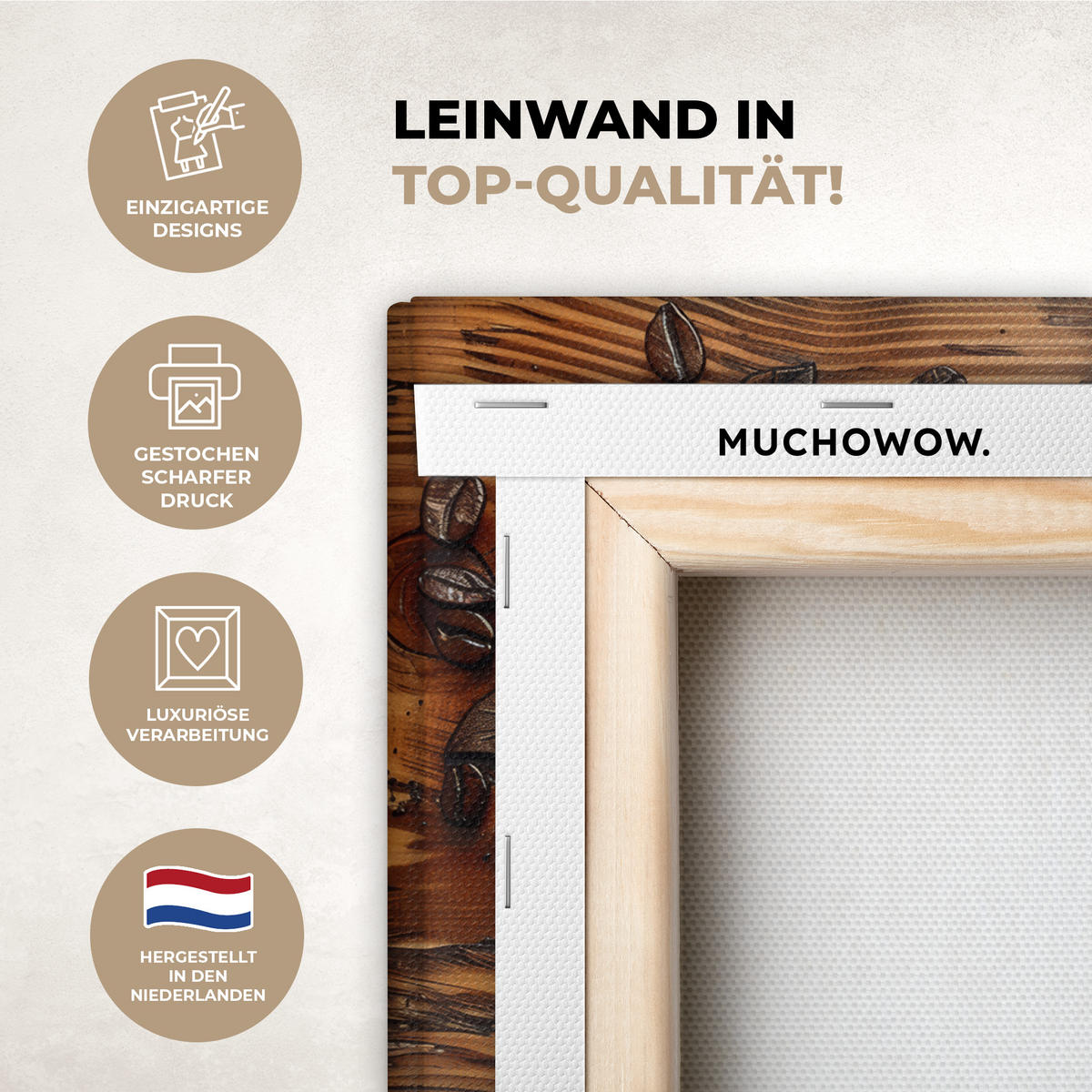 LEINWANDBILD Kaffee - Vintage - Braun - Tasse - Holz 30x20 cm - Braun, Textil (30/20cm) - MuchoWow