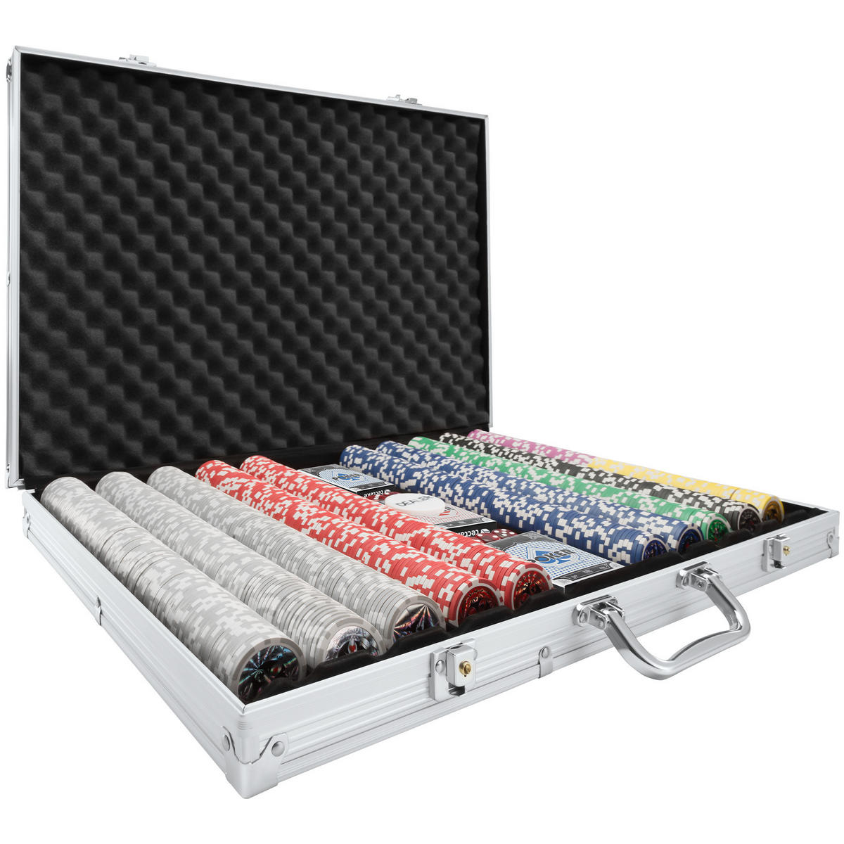 POKERSET ,inklusive verschließbarer Aluminiumkoffer,silber - Silberfarben, Kunststoff (37.5/54cm) - tectake