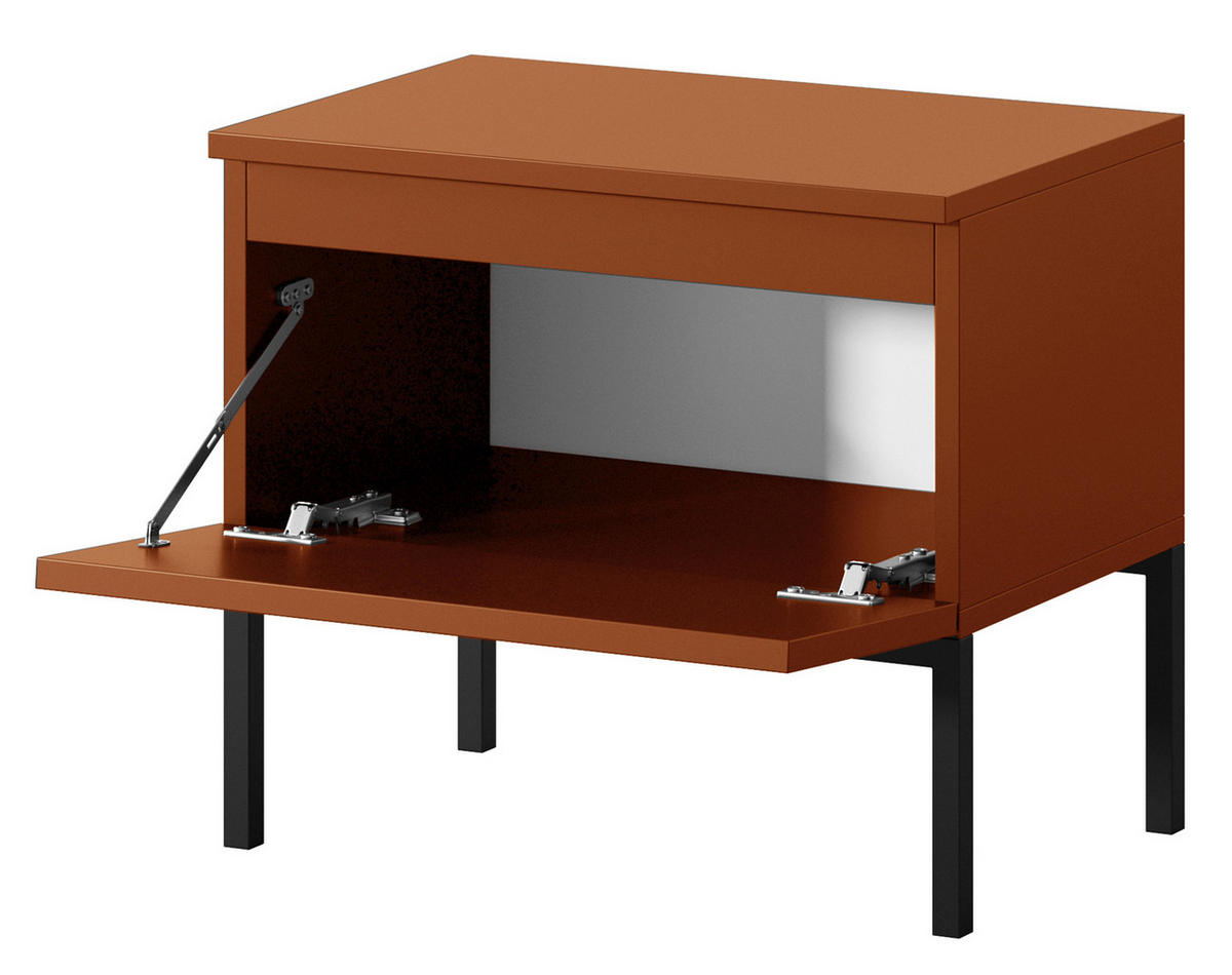 NACHTSCHRANK Bemmi Ziegelrot - Dunkelorange/Schwarz, Holzwerkstoff/Metall (49/43/32cm) - Selsey
