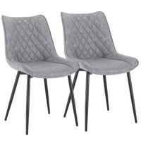 ESSSTUHL 2er-Set Grau Kunstleder Metall - Grau, Metall (40.5/85.5/46cm) - Meubliv