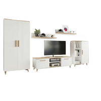 WOHNWAND NORD Weiß-Artisan Eiche 5-teilig - Multicolor, Holzwerkstoff (150/47/40cm) - Matkam Möbel