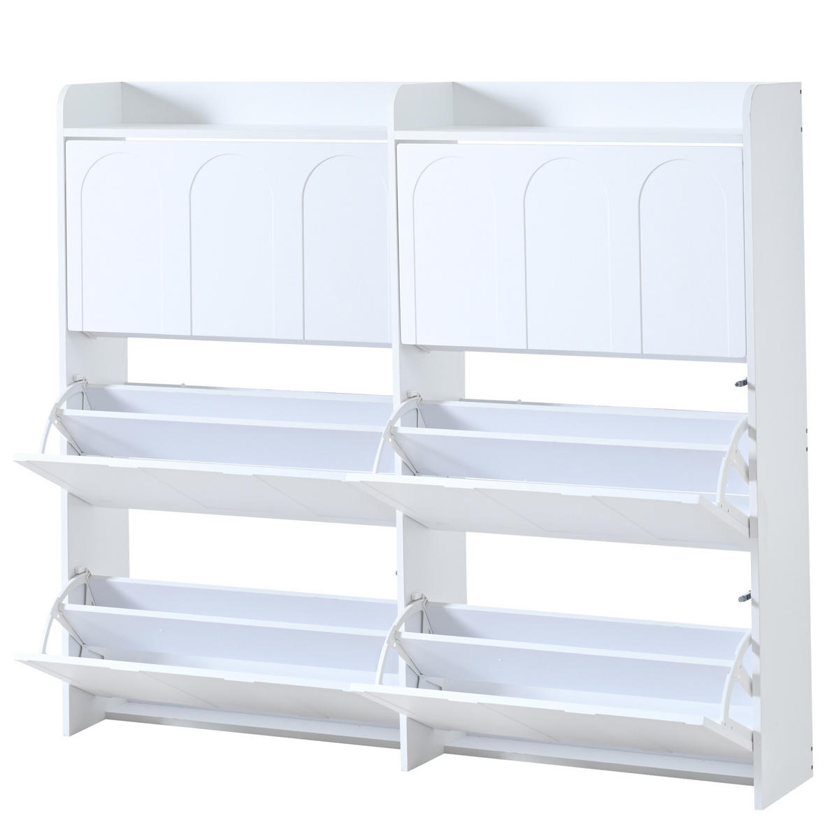 SCHUHKIPPER DE-37823 2er-Set mit 12 Fächern und 6 Klapptüren Weiß - Weiß, Holzwerkstoff (70/120/25cm) - ComfortXL