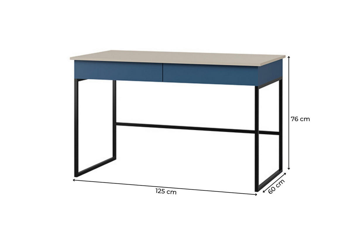 SCHREIBTISCH LIMA 10 125/76/60 cm in Kaschmir/Meeresblau - Kaschmir/Blau, Holzwerkstoff (125/76/60cm) - Deine Möbel 24