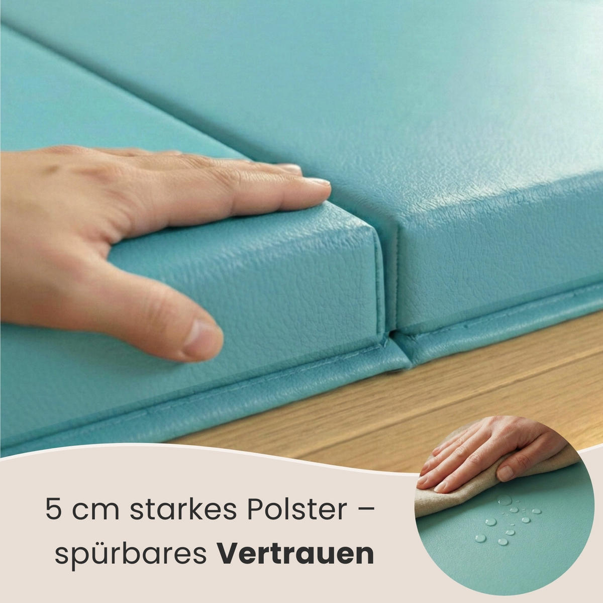 GYMNASTIKMATTE zum Wenden - 180/60/5 cm Faltbare Turnmatte - Mintgrün, Kunststoff (60/180cm) - eyepower