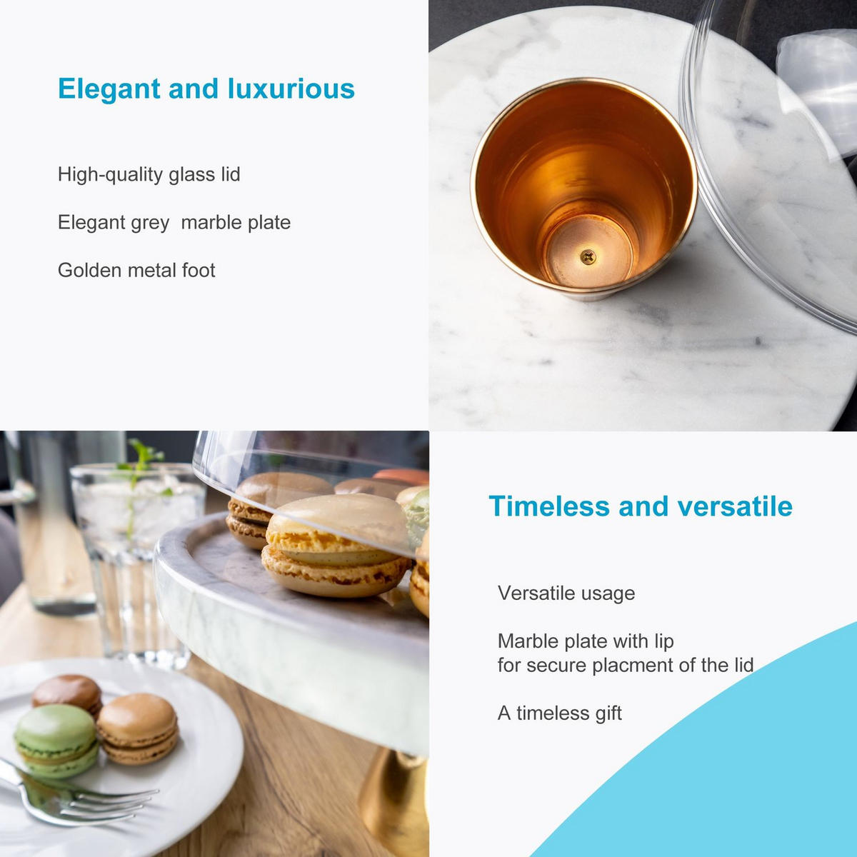 KUCHENPLATTE Tortenständer 24.8/16.8 cm - Weiß, Stein (24.8/16.8/24.8cm) - Intirilife