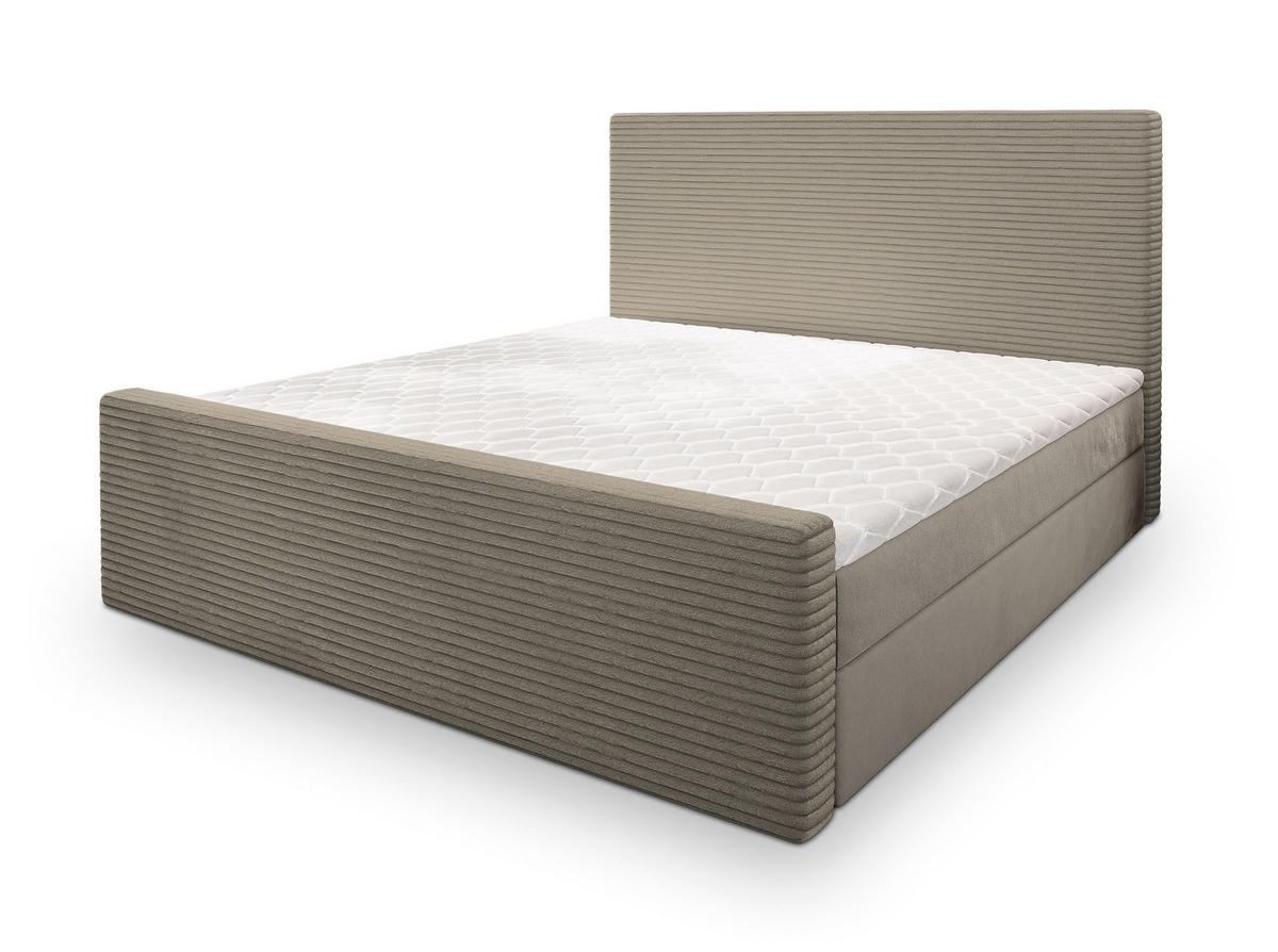 BOXBETT ALORIA 180x200 cm mit Matratze und Topper - Beige - Beige, Holz (180/200cm) - MASSENO