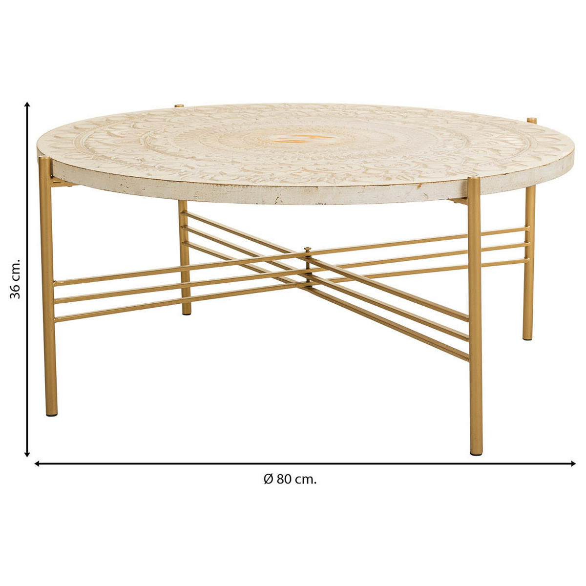TISCH aus Metall und Holz, weiß, 80x36cm - Weiß, Holz (80/80/36cm) - Wanderlust