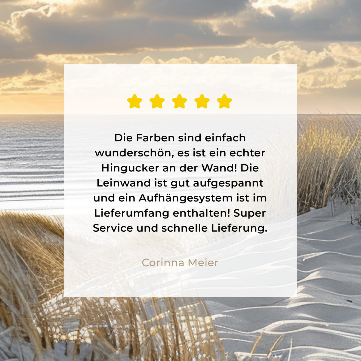 LEINWANDBILD Ausblick - Strand - Dünen - Meer - Natur 50x50 cm - Sandfarben, Textil (50/50cm) - MuchoWow