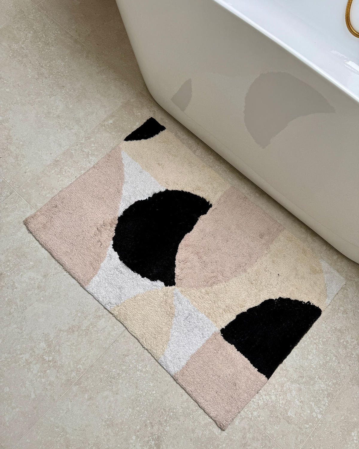 BADEMATTE Beige 60/90 cm Baumwolle Sanoli - Beige/Schwarz, Textil (60/90cm) - Beliani