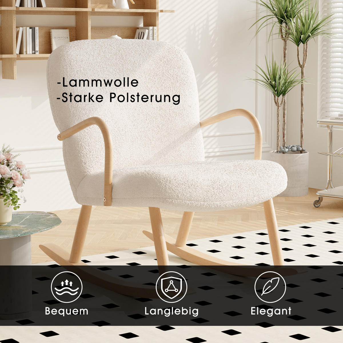 SCHAUKELSTUHL, Weiß - Weiß, Holz (96/85/64cm)