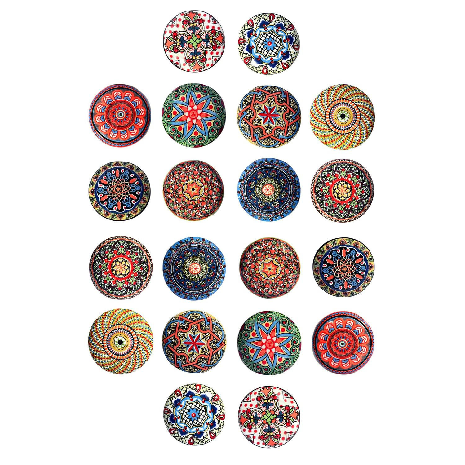 KERAMIKKNÖPFEN Set mit 20 mit verschiedenen floralen Vintage-Motiven 40 mm Durchmesser. - Beige, Keramik (4/4/6.9cm) - Nacnic