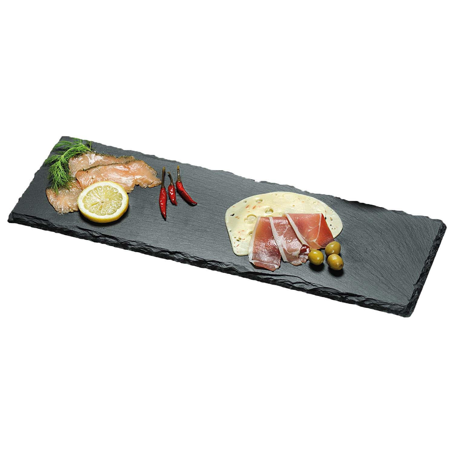 BUFFETPLATTE aus Schiefer 3 Stück - 56 x 18cm - Schwarz, Stein (56/1/18cm) - Kesper