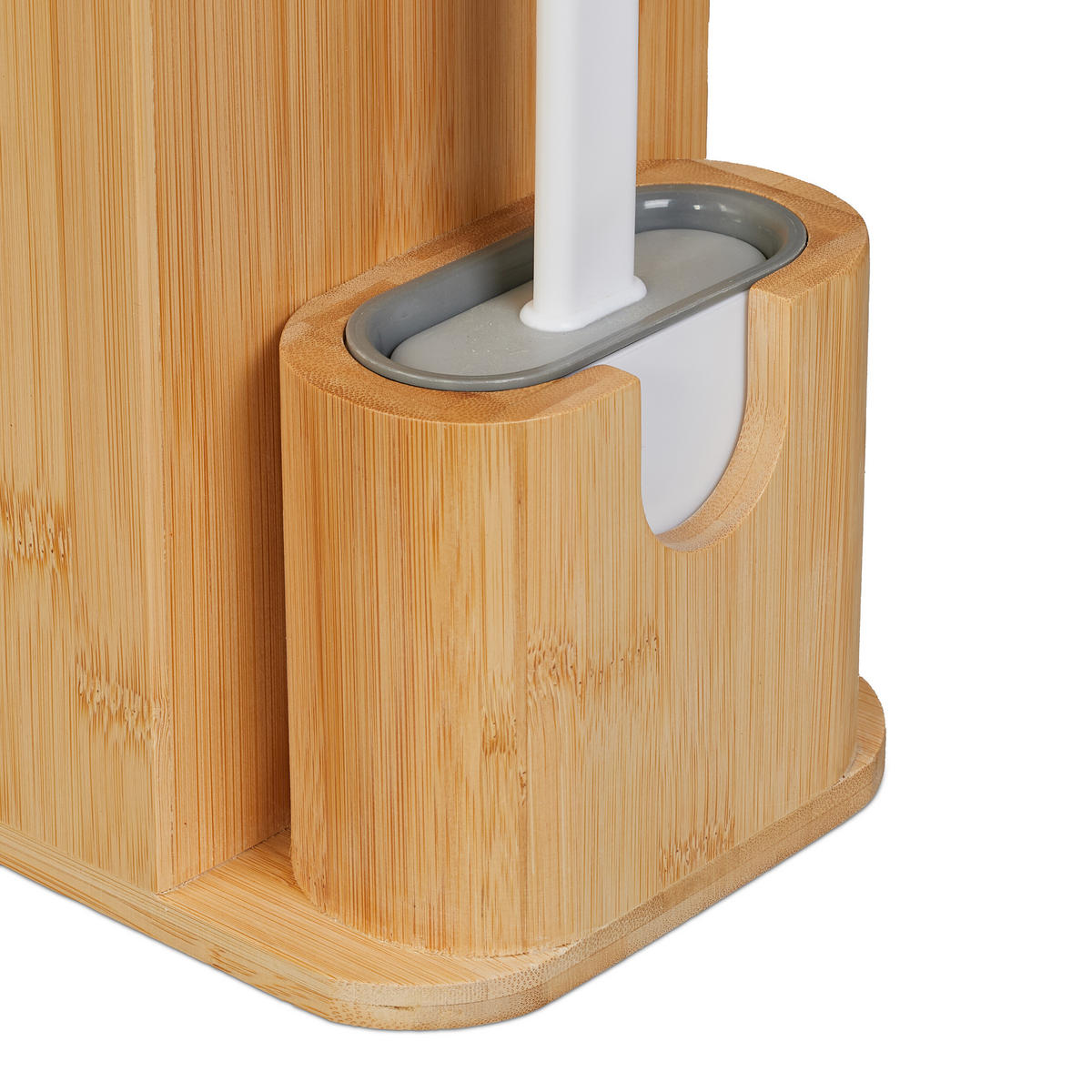 WC-GARNITUR - Hellbraun, Holz/Kunststoff (26/72.5/15cm) - Relaxdays