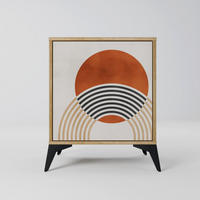 SIDEBOARD SPACE AROUND, Eichefarben, 57,5x42x70,5 cm, Schwarze Metall-Sternfüße - Eichefarben/Multicolor, Holzwerkstoff/Metall (57.5/70.5/42cm) - SpaceRebels