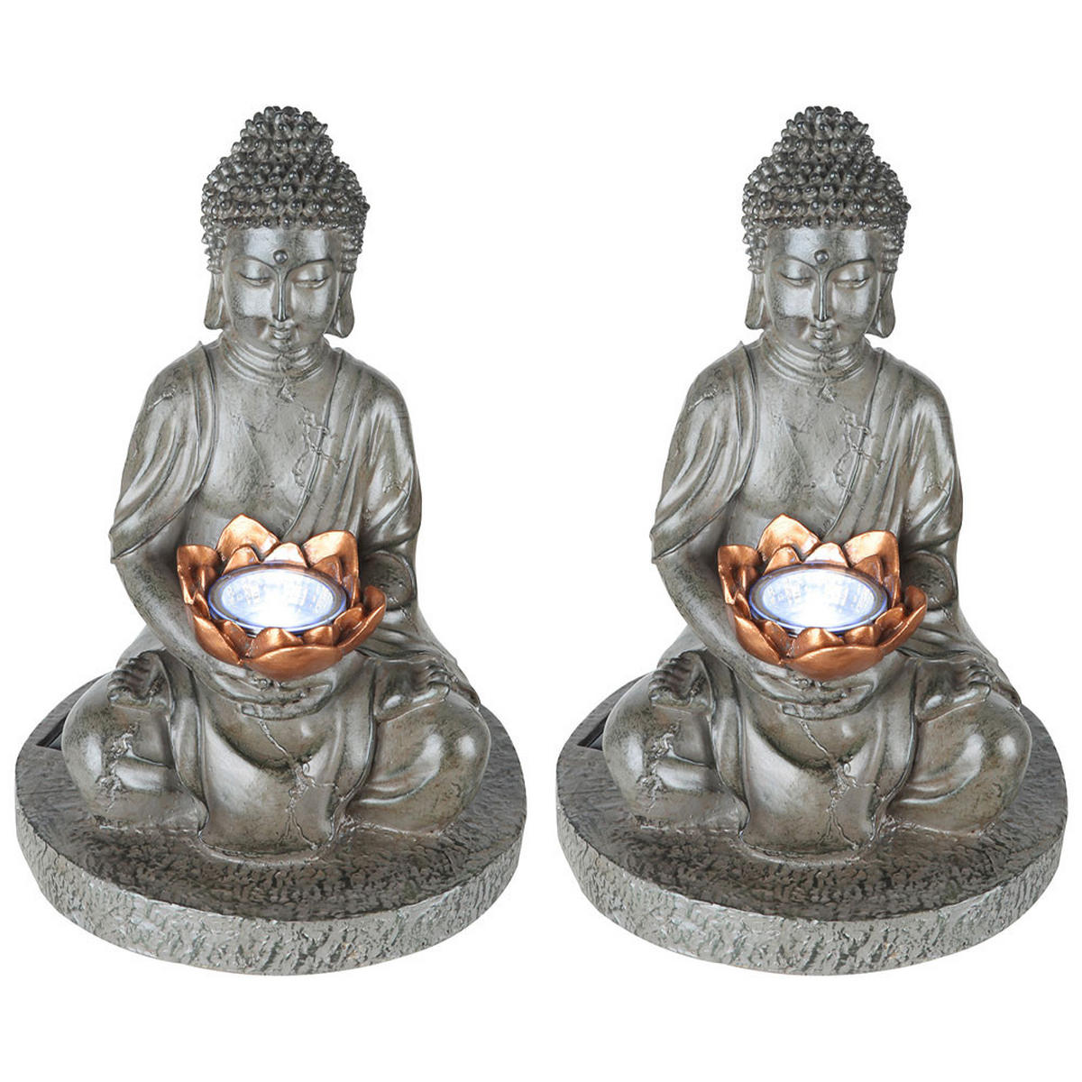 LED AUSSENLEUCHTE Buddha Grau 2er Set - Grau, Kunststoff (18/18/28cm) - Globo Lighting
