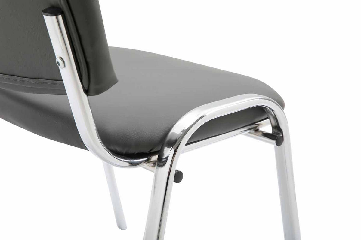 BESUCHERSTUHL Lederlook grau - Chromfarben/Grau, Textil/Metall (54/79/48cm) - CLP