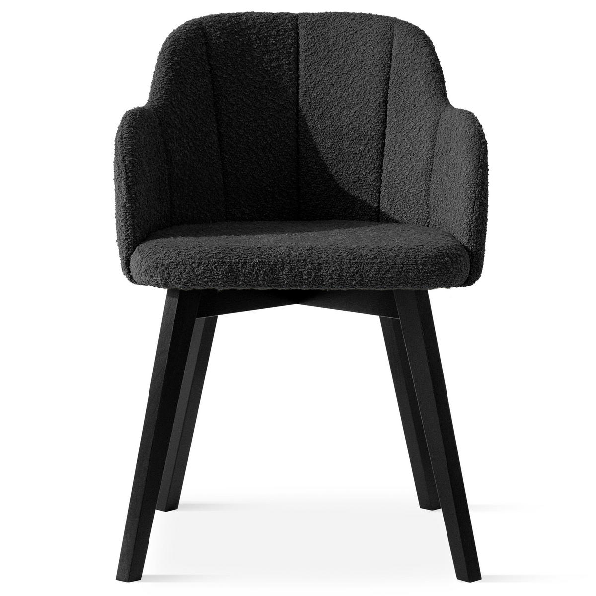 POLSTERSTUHL LONIS Esszimmerstühle 2er Set - Schwarz, Holz/Textil (55/82/54cm) - KONSIMO®