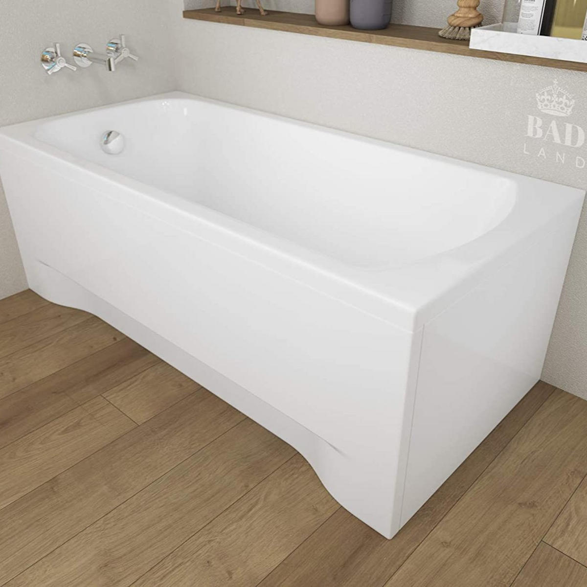 BADEWANNE Rechteck CLASSIC 130/70 mit Schürze Ablauf Füße - Weiß, Kunststoff (70/54.5/130cm) - bad land