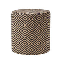 SITZPOUF rund mit Ethno-Muster, 40/40/42 cm - Schwarz, Textil (40/42/40cm) - Homescapes